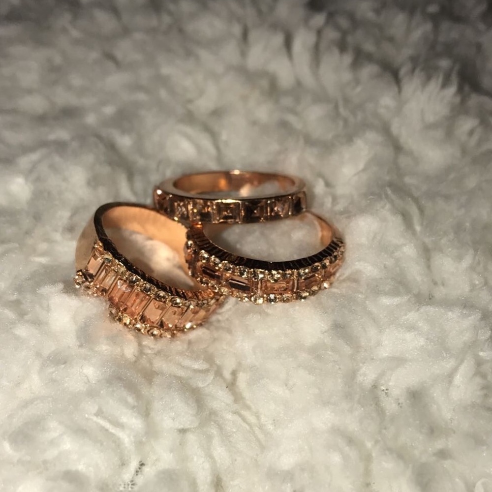 3 set of rose gold rings